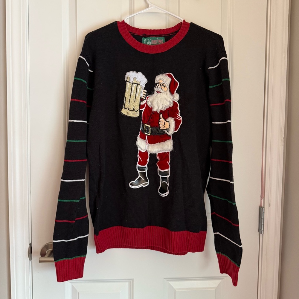 Ugly Christmas Sweater Santa Beer Sweater. Medium. Used.